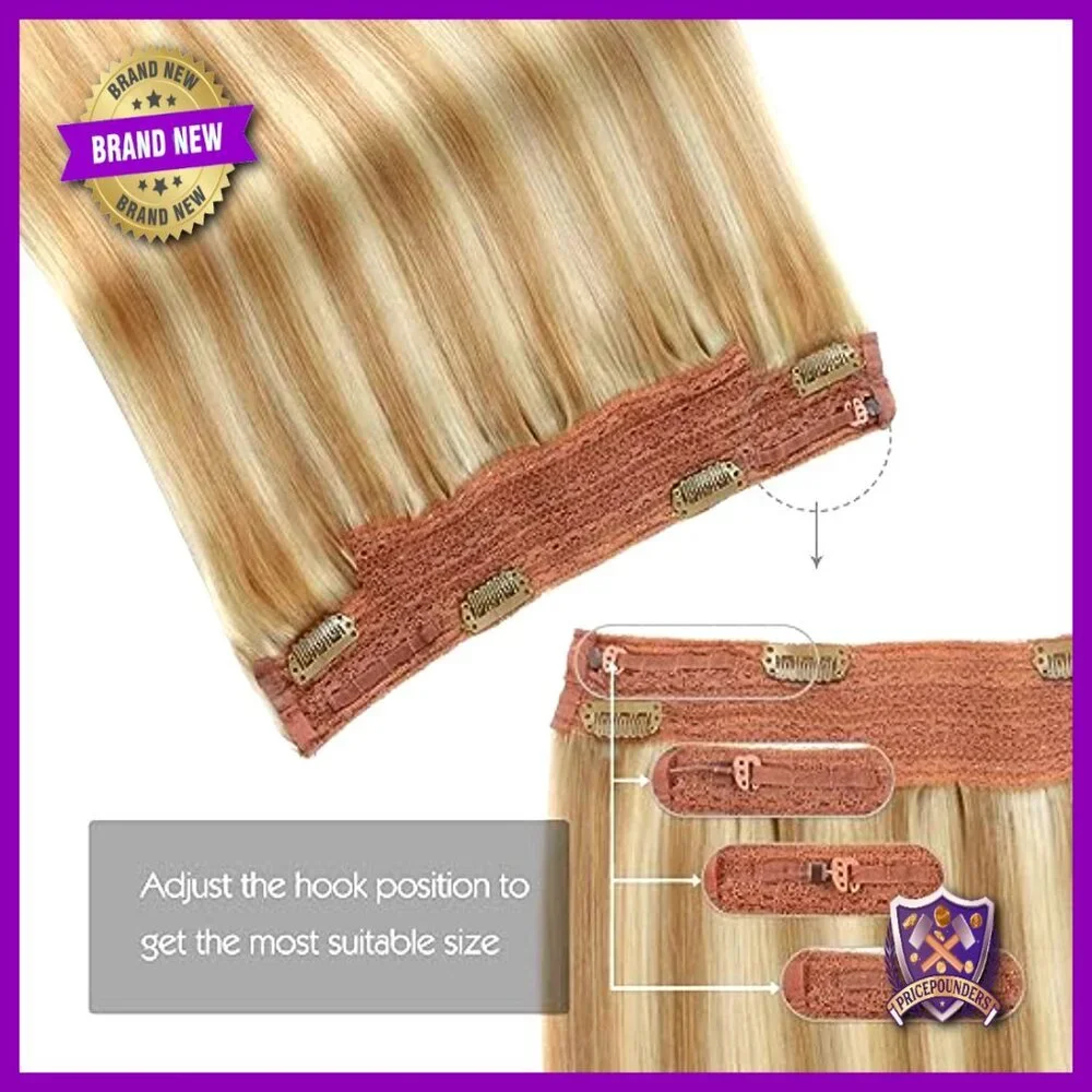 16 Inch 80 Gram Human Hair Extensions with Adjustable Wire and Clips